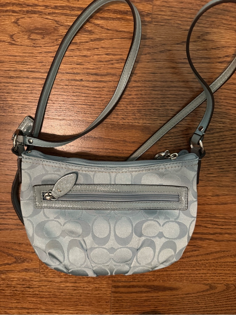 Coach Light Blue Signature Jacquard Crossbody Bag